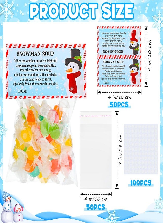 Watersay 50 Sets Christmas Snowman Soup Treat Bags Toppers with Self Adhesive Cute Winter Hot Chocolate Candy Bag for Party Favor Wrapping - Image 2